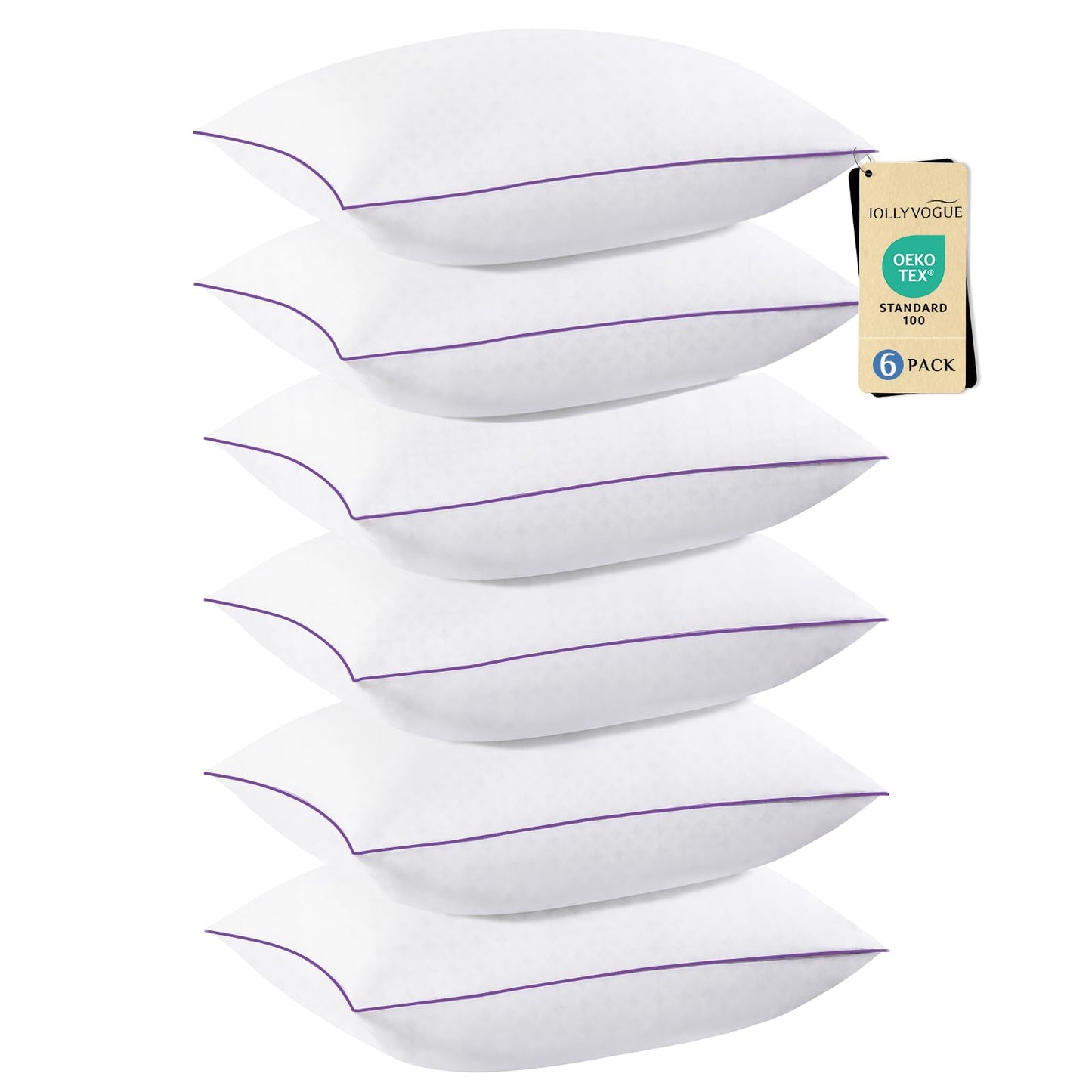 JOLLYVOGUE Pillows Standard Size Set of 1, Washable Supportive Single Bed Pillow with Super Soft Down Alternative Fill, Luxury Fluffy Hotel Quality for Side, Back, and Stomach Sleepers