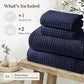 JOLLYVOGUE Waffle Wave Duvet Cover Set Queen Size, 3-Piece, Navy