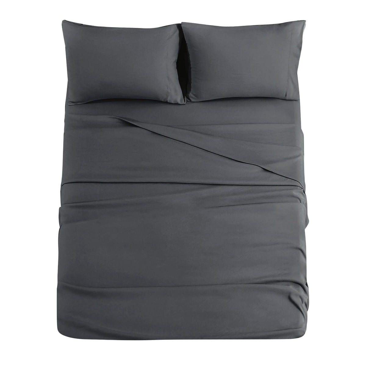 JOLLYVOGUE Queen Size Bed Sheet Set - 4 Piece Bed Sheets Set with Deep Pocket - Soft Breathable & Cooling - Resists Shrinkage & Fading Draps Queen - Easy Care (Dark Grey)
