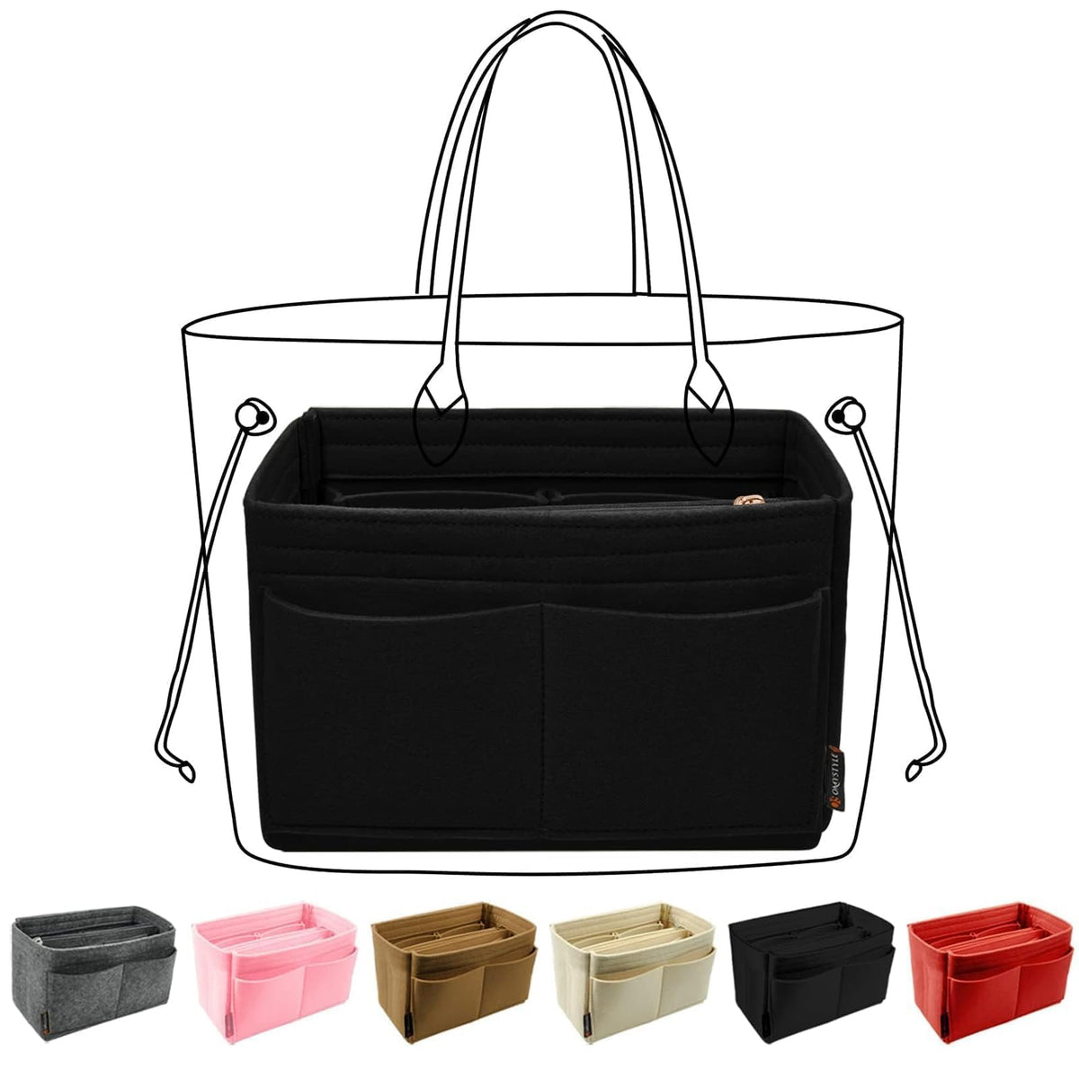 OMYSTYLE Purse Organizer Insert, Felt Tote Bag Organizer Insert with 6 Size
