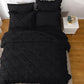 JOLLYVOGUE Comforter Set, Pintuck Black Bed in a Bag Comforter Set for Bedroom, Bedding Comforter Sets with Comforter, Sheets, Bed Skirt, Ruffled Shams & Pillowcases
