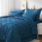 JOLLYVOGUE Comforter Set, Pintuck Teal Bed in a Bag Comforter Set for Bedroom, Bedding Comforter Sets with Comforter, Sheets, Bed Skirt, Ruffled Shams & Pillowcases