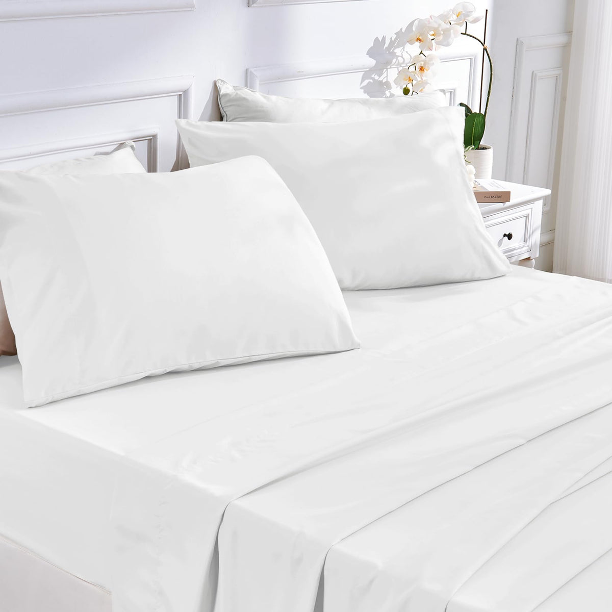 JOLLYVOGUE Queen Size Bed Sheet Set - 4 Piece Bed Sheets Set with Deep Pocket - Soft Breathable & Cooling - Resists Shrinkage & Fading Draps Queen - Easy Care (Dark Grey)