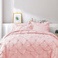 JOLLYVOGUE Comforter Set, Pintuck Pink Bed in a Bag Comforter Set for Bedroom, Bedding Comforter Sets with Comforter, Sheets, Bed Skirt, Ruffled Shams & Pillowcases