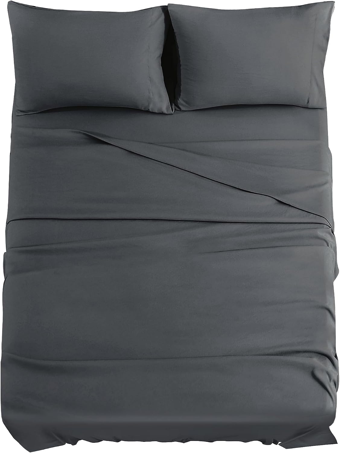 JOLLYVOGUE Queen Size Bed Sheet Set - 4 Piece Bed Sheets Set with Deep Pocket - Soft Breathable & Cooling - Resists Shrinkage & Fading Draps Queen - Easy Care (Dark Grey)