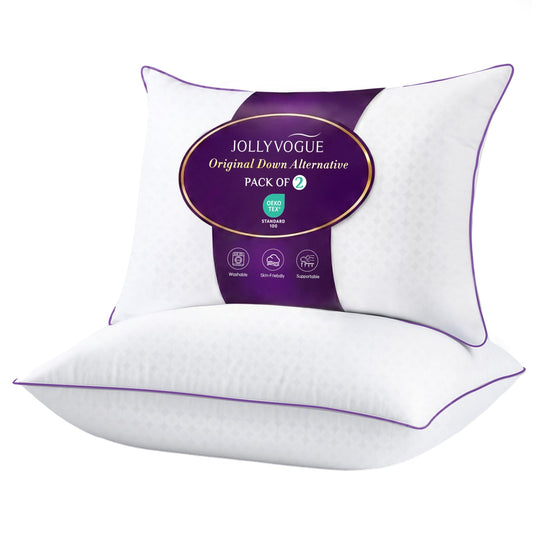 JOLLYVOGUE Pillows Standard Size Set of 1, Washable Supportive Single Bed Pillow with Super Soft Down Alternative Fill, Luxury Fluffy Hotel Quality for Side, Back, and Stomach Sleepers