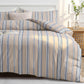 JOLLYVOGUE Queen Size Striped Duvet Cover Set, 3 Pieces Soft Microfiber Bedding with Zipper Closure & 8 Corner Ties