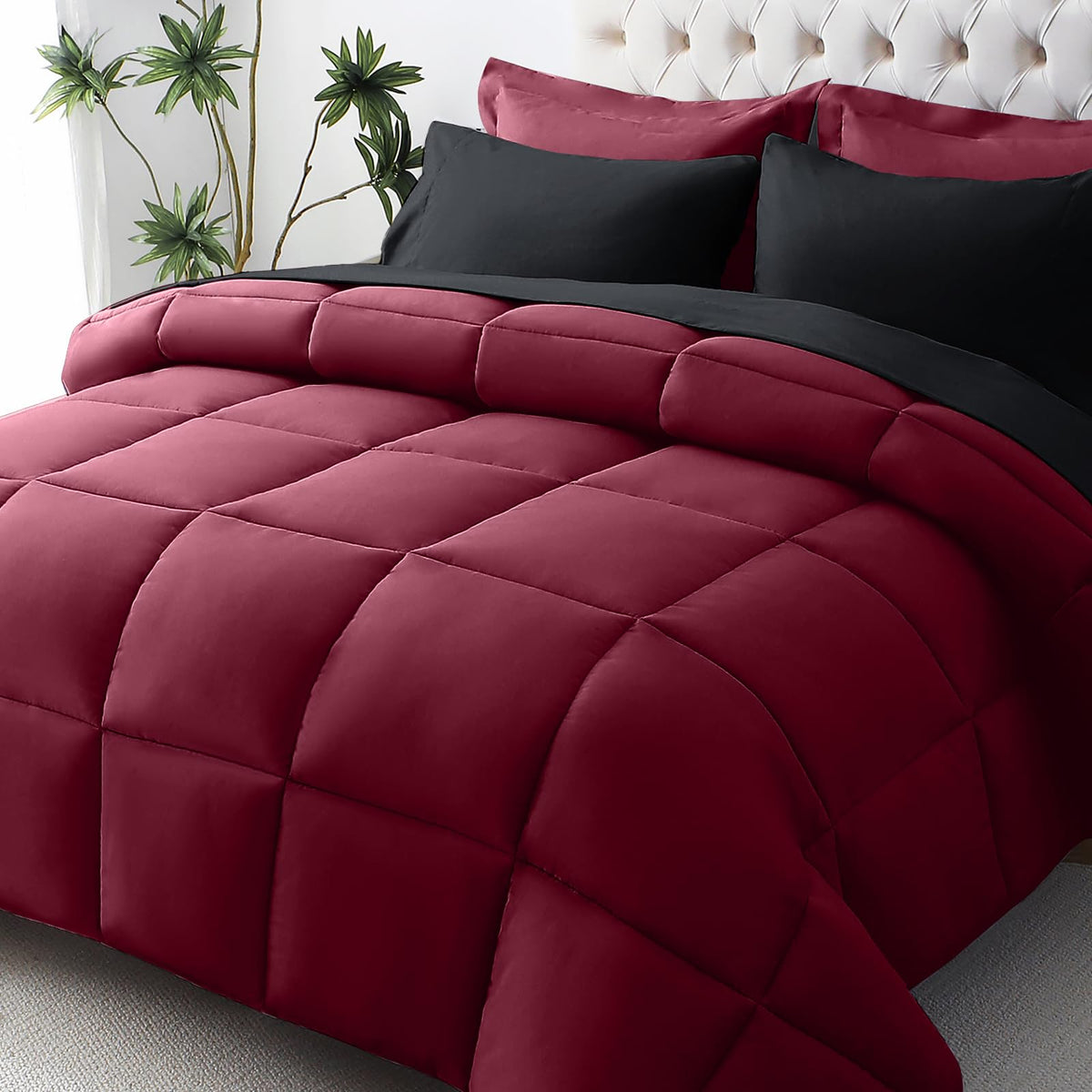 JOLLYVOGUE Twin Comforter Set, Ultra-Soft Bed in a Bag Twin Size 5 Pieces, Oeko-TEX Certified Bedding Set with Down Alternative Comforter, Sheets, Pillowcases & Shams, Dark & Light Grey