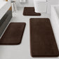 HUXMEYSON Bathroom Rugs Sets 3 Piece, Non-Slip & Quick Dry Bath Mat Set, Ultra Soft Velvet Bath Rugs for Bathroom, Toilet and Shower Floor, Grey