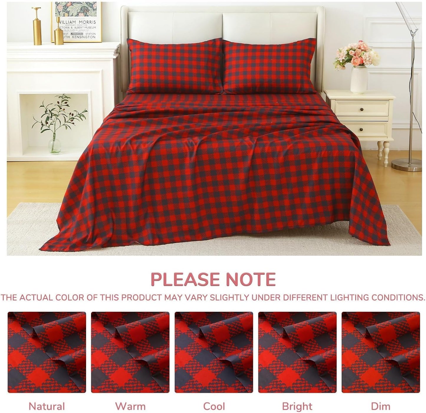 Jollyvogue Queen Size 4 Piece Sheet Set Soft Breathable Bed Sheet Set for Bedroom