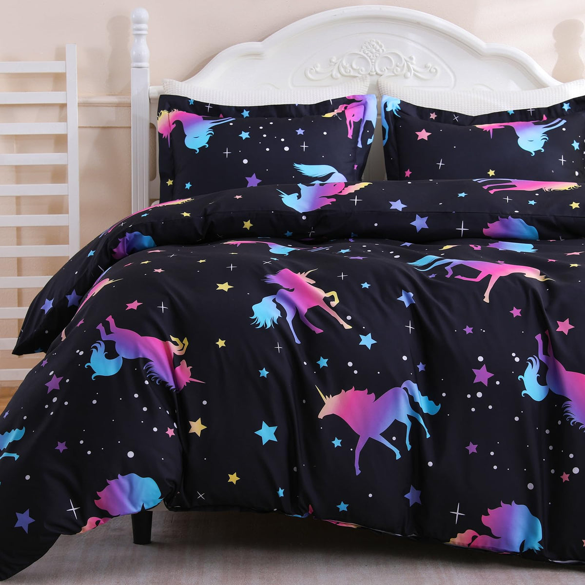 JOLLYVOGUE Kids Duvet Cover Set Twin/Twin XL, Pink Bowknot, 2-Piece