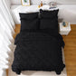 JOLLYVOGUE Comforter Set, Pintuck Black Bed in a Bag Comforter Set for Bedroom, Bedding Comforter Sets with Comforter, Sheets, Bed Skirt, Ruffled Shams & Pillowcases