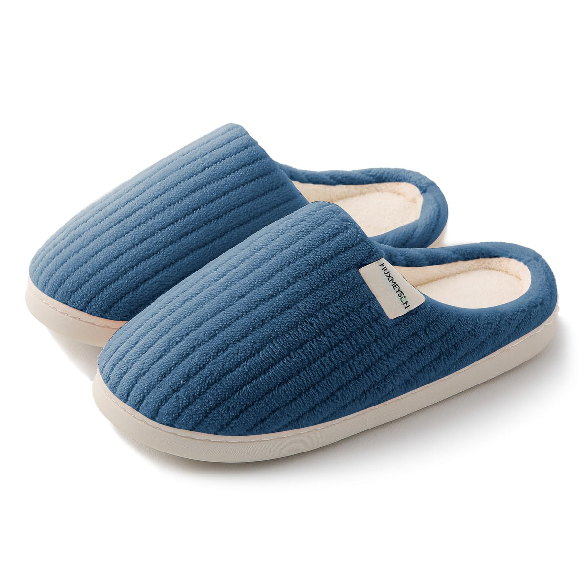 HUXMEYSON Slippers for Women, Warm Memory Foam Comfy House Slippers with Anti-Skid Rubber Sole for Indoor and Outdoor