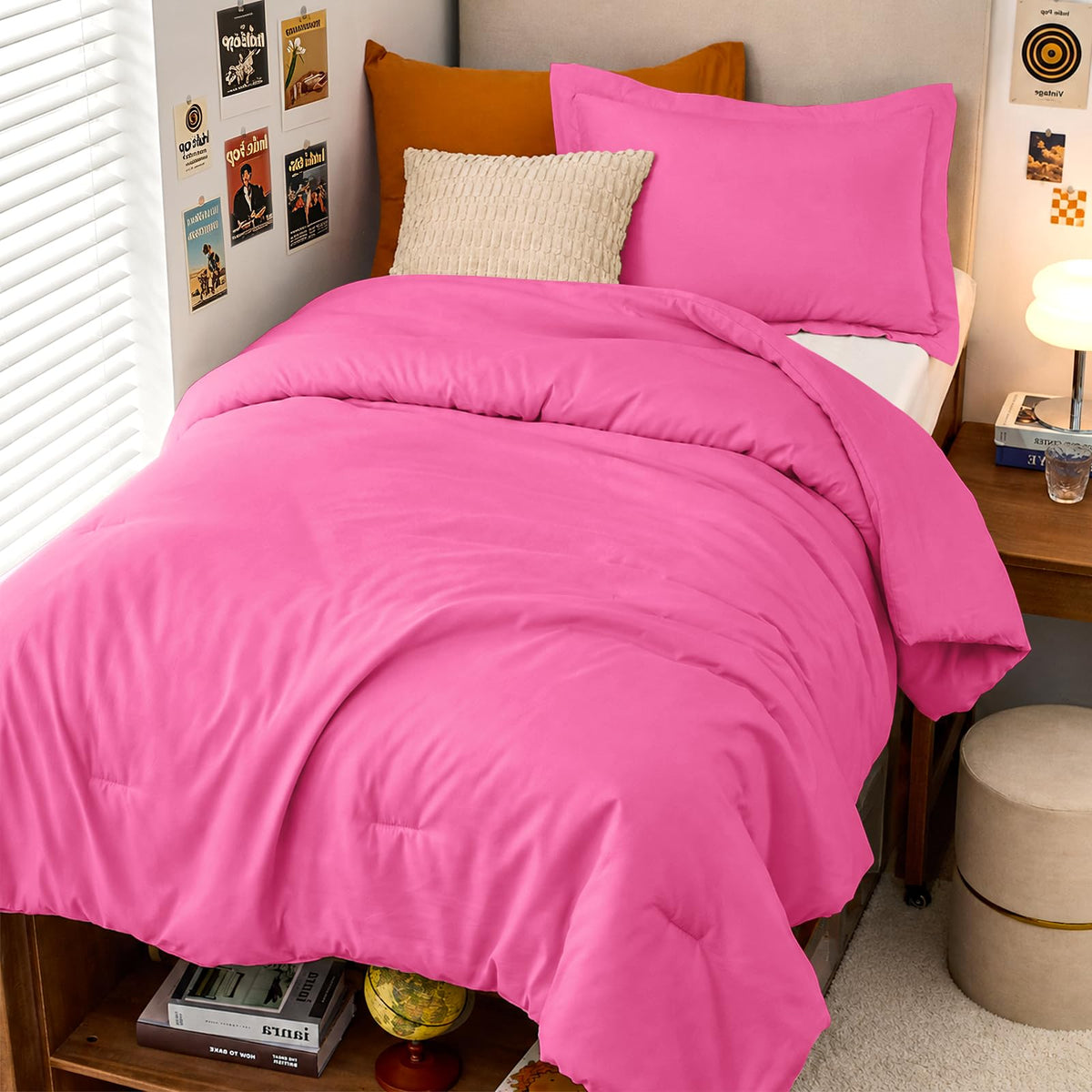 MUXHOMO Beige Twin/Twin XL Comforter Set, All Season Ultra Soft Down Alternative Bedding - 2 Piece Lightweight Bed Set Includes 1 Comforter (68"x88") and 1 Pillow Shams (20"x26")
