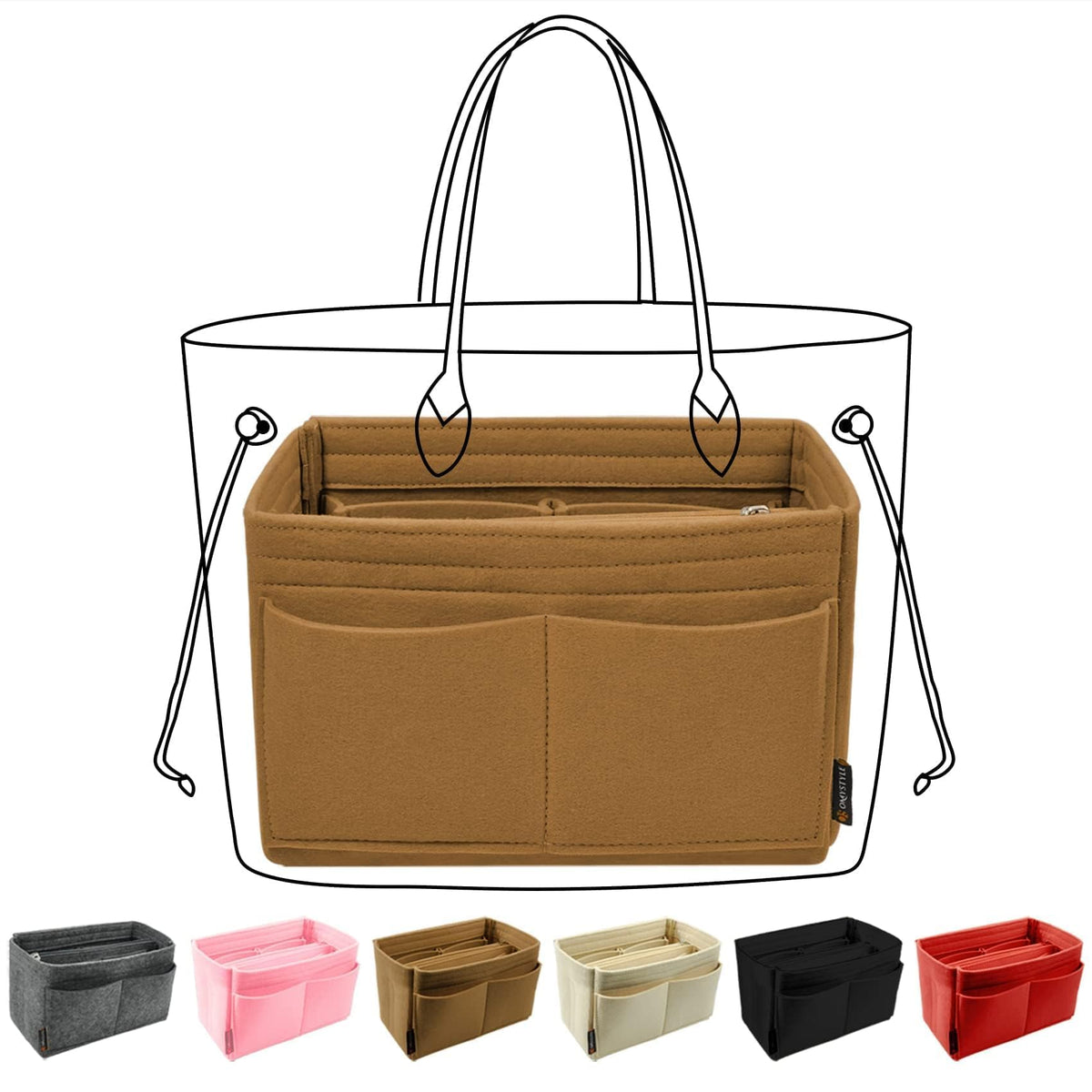 OMYSTYLE Purse Organizer Insert, Felt Tote Bag Organizer Insert with 6 Size