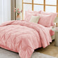 JOLLYVOGUE Queen Comforter Set 7 Pieces - Bed in a Bag Queen for All Season, Pintuck Bedding Comforter Sets with Comforter, Flat Sheet, Fitted Sheet and Pillowcases & Shams, Pink