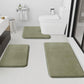 HUXMEYSON Bathroom Rugs Sets 3 Piece, Non-Slip & Quick Dry Bath Mat Set, Ultra Soft Velvet Bath Rugs for Bathroom, Toilet and Shower Floor, Grey
