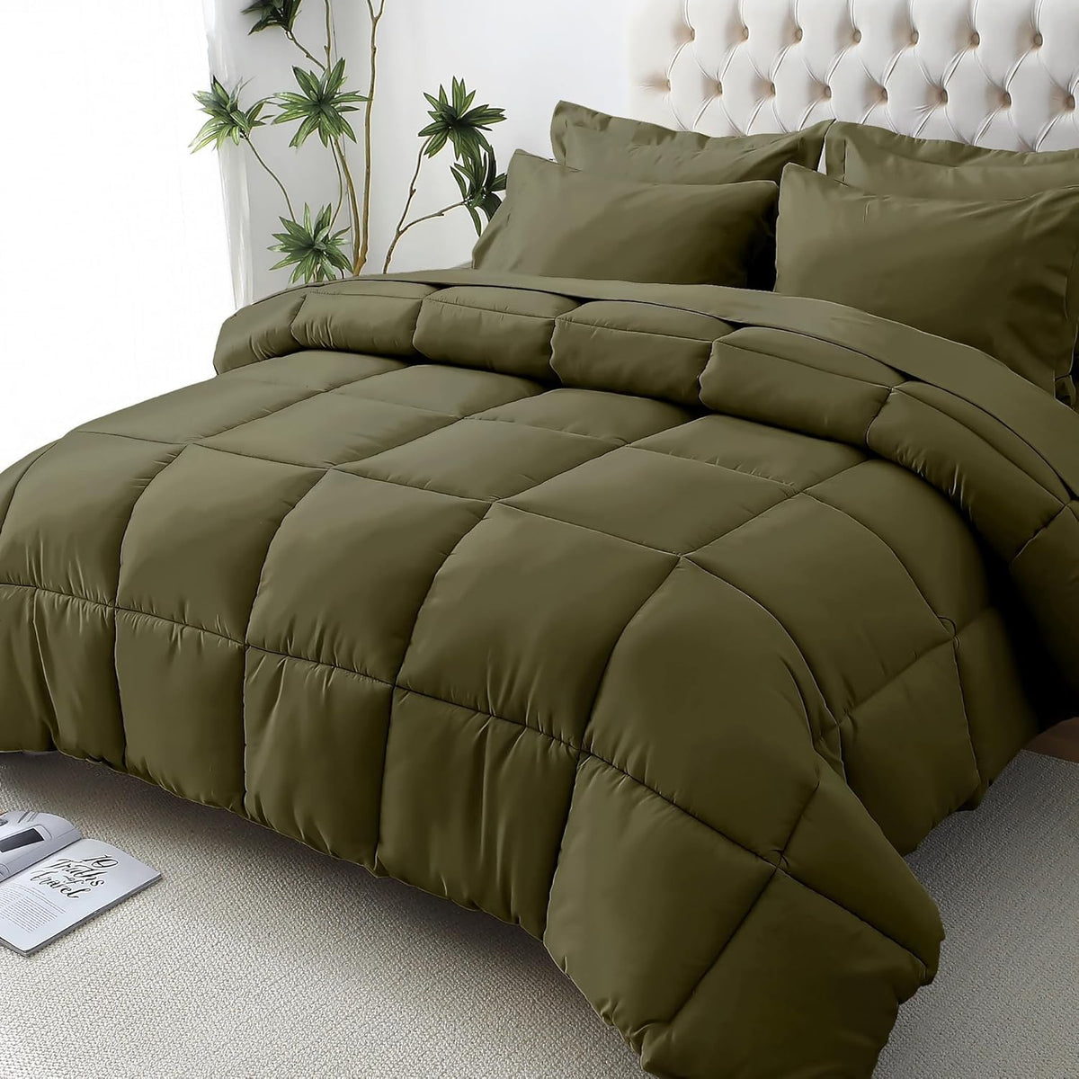JOLLYVOGUE Twin Comforter Set, Ultra-Soft Bed in a Bag Twin Size 5 Pieces, Oeko-TEX Certified Bedding Set with Down Alternative Comforter, Sheets, Pillowcases & Shams, Dark & Light Grey