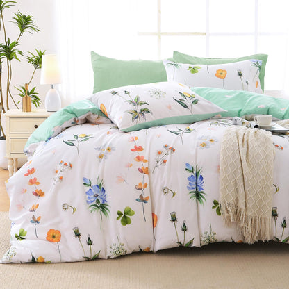 MUXHOMO Sage Green TwinXL Comforter Set, Elegant Floral Print Bed in a Bag 5 Pieces, Ultra Soft & Breathable Reversible Botanical Pattern Bedding Set with Comforter, Sheets, Pillowcase, and Sham