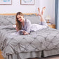 JOLLYVOGUE Comforter Set, Pintuck Light Gray Bed in a Bag Comforter Set for Bedroom, Bedding Comforter Sets with Comforter, Sheets, Bed Skirt, Ruffled Shams & Pillowcases