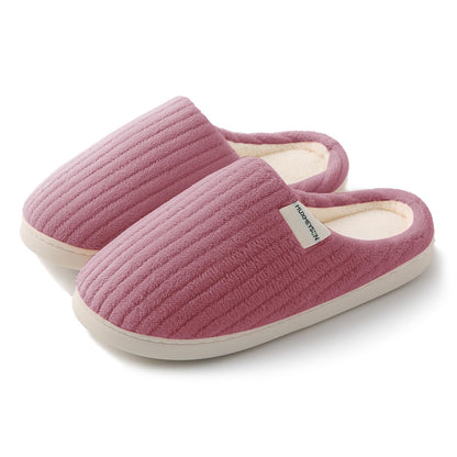 HUXMEYSON Slippers for Women, Warm Memory Foam Comfy House Slippers with Anti-Skid Rubber Sole for Indoor and Outdoor