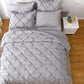 JOLLYVOGUE Comforter Set, Pintuck Light Gray Bed in a Bag Comforter Set for Bedroom, Bedding Comforter Sets with Comforter, Sheets, Bed Skirt, Ruffled Shams & Pillowcases