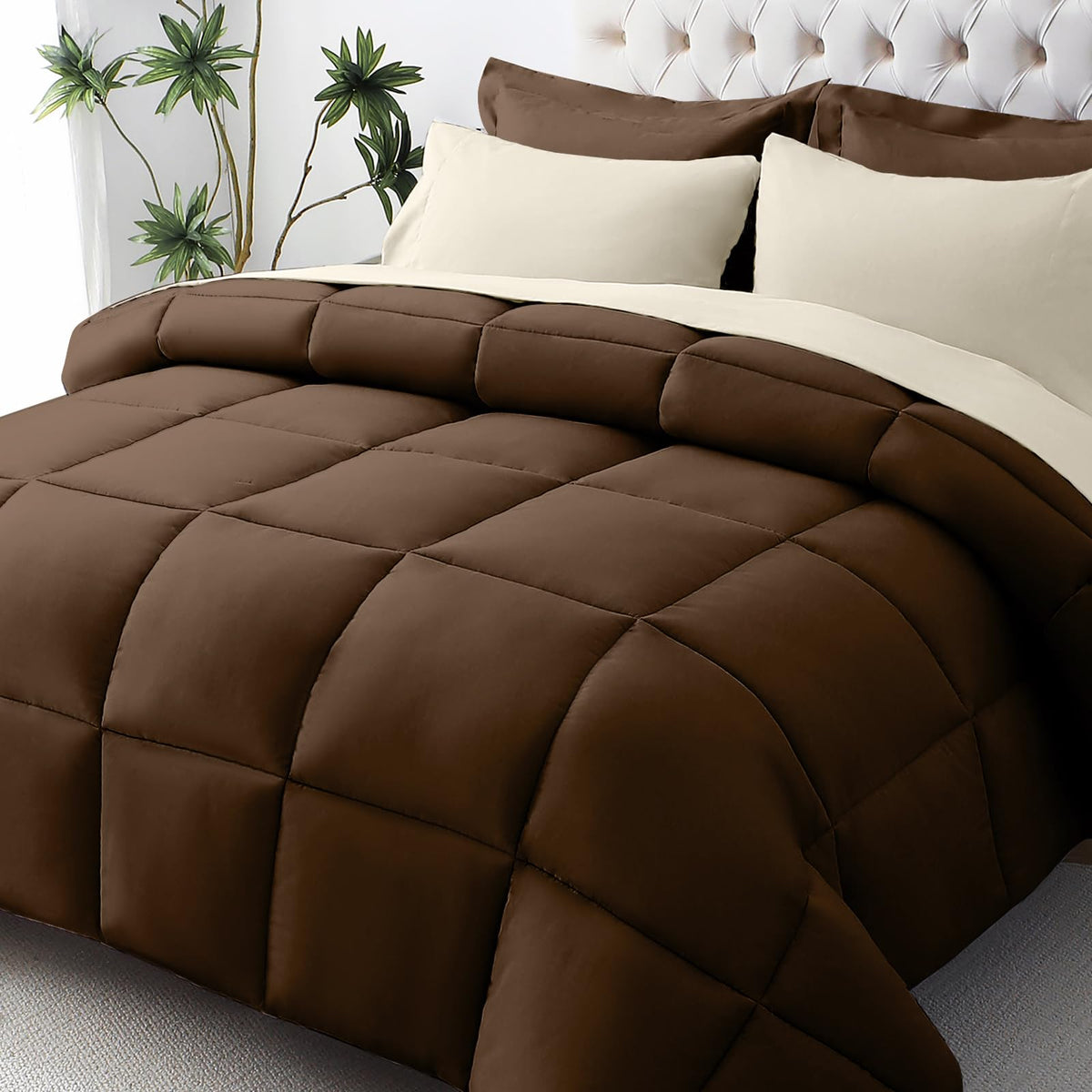 JOLLYVOGUE Twin Comforter Set, Ultra-Soft Bed in a Bag Twin Size 5 Pieces, Oeko-TEX Certified Bedding Set with Down Alternative Comforter, Sheets, Pillowcases & Shams, Dark & Light Grey