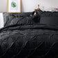JOLLYVOGUE Comforter Set, Pintuck Black Bed in a Bag Comforter Set for Bedroom, Bedding Comforter Sets with Comforter, Sheets, Bed Skirt, Ruffled Shams & Pillowcases