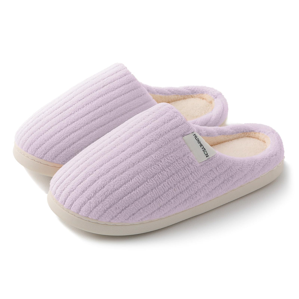 HUXMEYSON Slippers for Women, Warm Memory Foam Comfy House Slippers with Anti-Skid Rubber Sole for Indoor and Outdoor