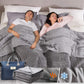 Reversible Weighted Blanket 48''x72'' 15lbs for Adults, Warm Short Plush and Cool Tencel Fabric Double-Sided Weighted Blanket for All Season Use - Carry Bag Included
