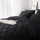 JOLLYVOGUE Comforter Set, Pintuck Black Bed in a Bag Comforter Set for Bedroom, Bedding Comforter Sets with Comforter, Sheets, Bed Skirt, Ruffled Shams & Pillowcases