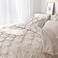 JOLLYVOGUE Comforter Set, Pintuck Beige Bed in a Bag Comforter Set for Bedroom, Bedding Comforter Sets with Comforter, Sheets, Bed Skirt, Ruffled Shams & Pillowcases