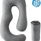 Sasttie Cooling Pregnancy Pillow Cover for 57-inch Maternity Pillow, Gray