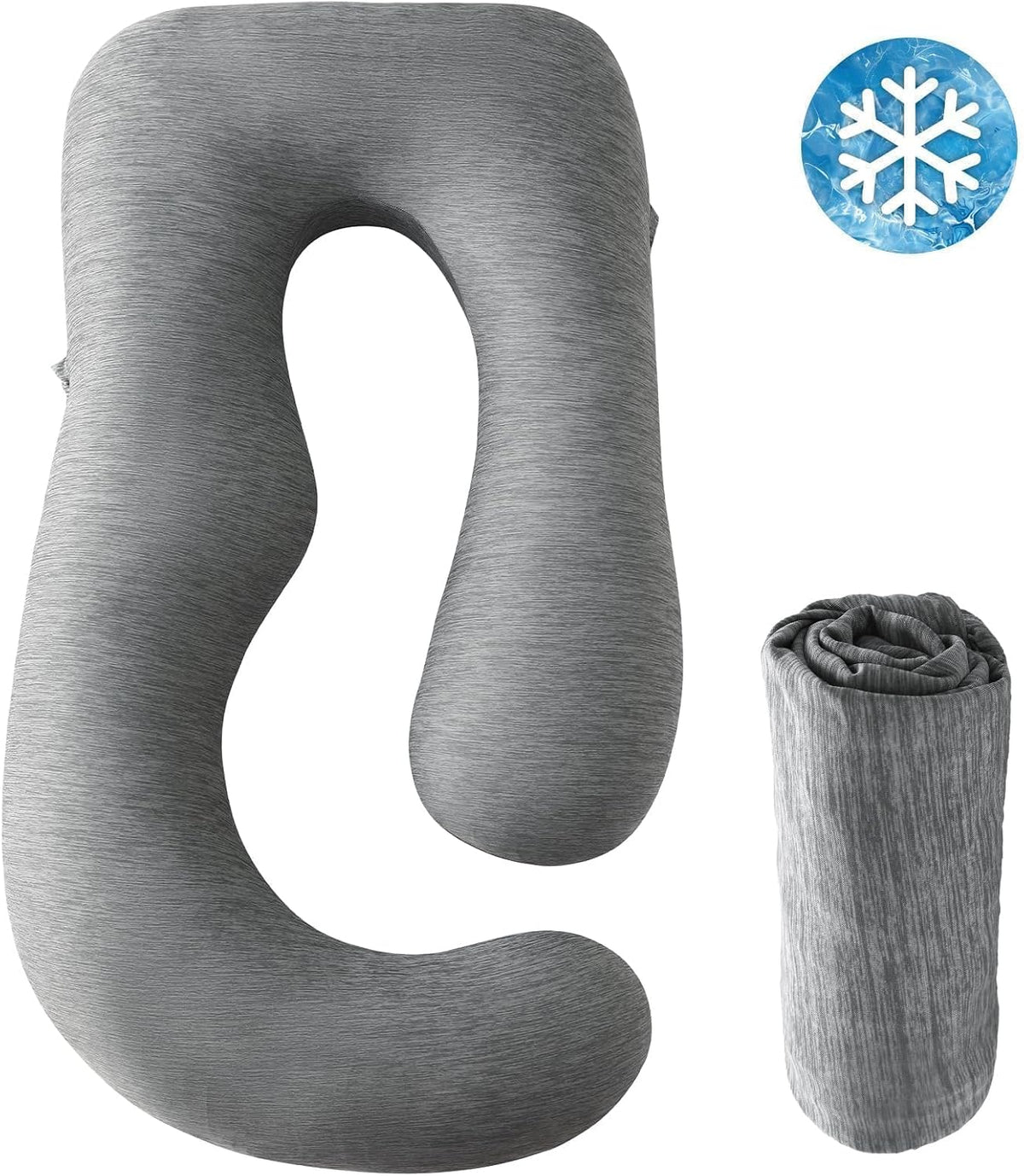 Sasttie Cooling Pregnancy Pillow Cover for 57-inch Maternity Pillow, Gray