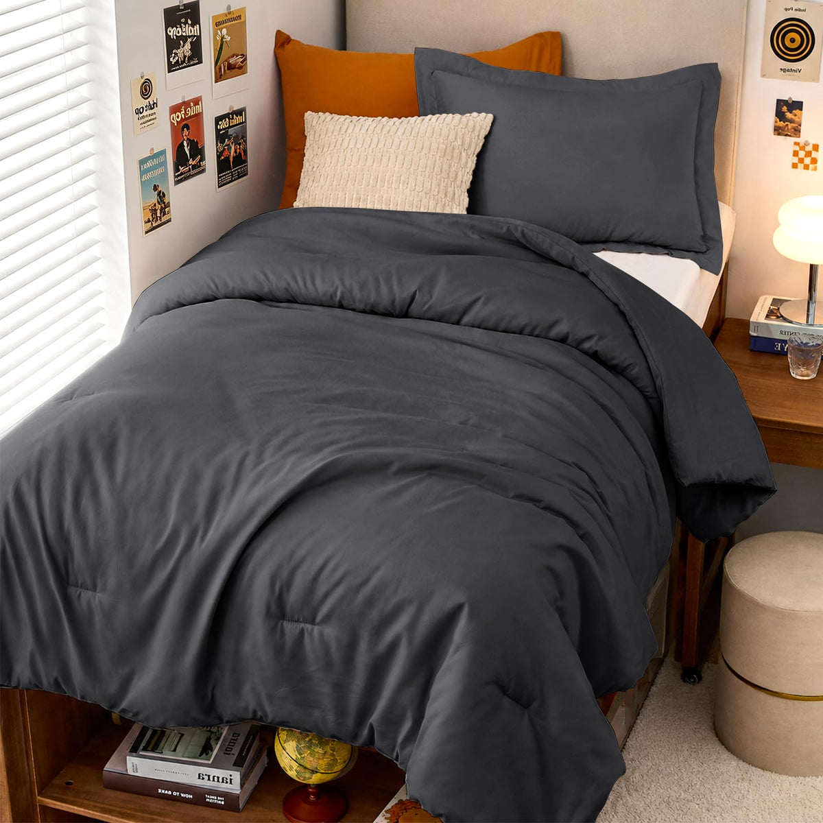 MUXHOMO Beige Twin/Twin XL Comforter Set, All Season Ultra Soft Down Alternative Bedding - 2 Piece Lightweight Bed Set Includes 1 Comforter (68"x88") and 1 Pillow Shams (20"x26")
