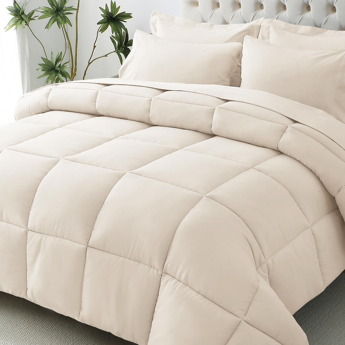 JOLLYVOGUE Twin Comforter Set, Ultra-Soft Bed in a Bag Twin Size 5 Pieces, Oeko-TEX Certified Bedding Set with Down Alternative Comforter, Sheets, Pillowcases & Shams, Dark & Light Grey