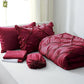 JOLLYVOGUE Comforter Set, Dark Red Bed in a Bag Comforter Set for Bedroom, Bedding Comforter Sets with Comforter, Sheets, Bed Skirt, Ruffled Shams & Pillowcases