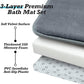 HUXMEYSON Bathroom Rugs Sets 3 Piece, Non-Slip & Quick Dry Bath Mat Set, Ultra Soft Velvet Bath Rugs for Bathroom, Toilet and Shower Floor, Grey