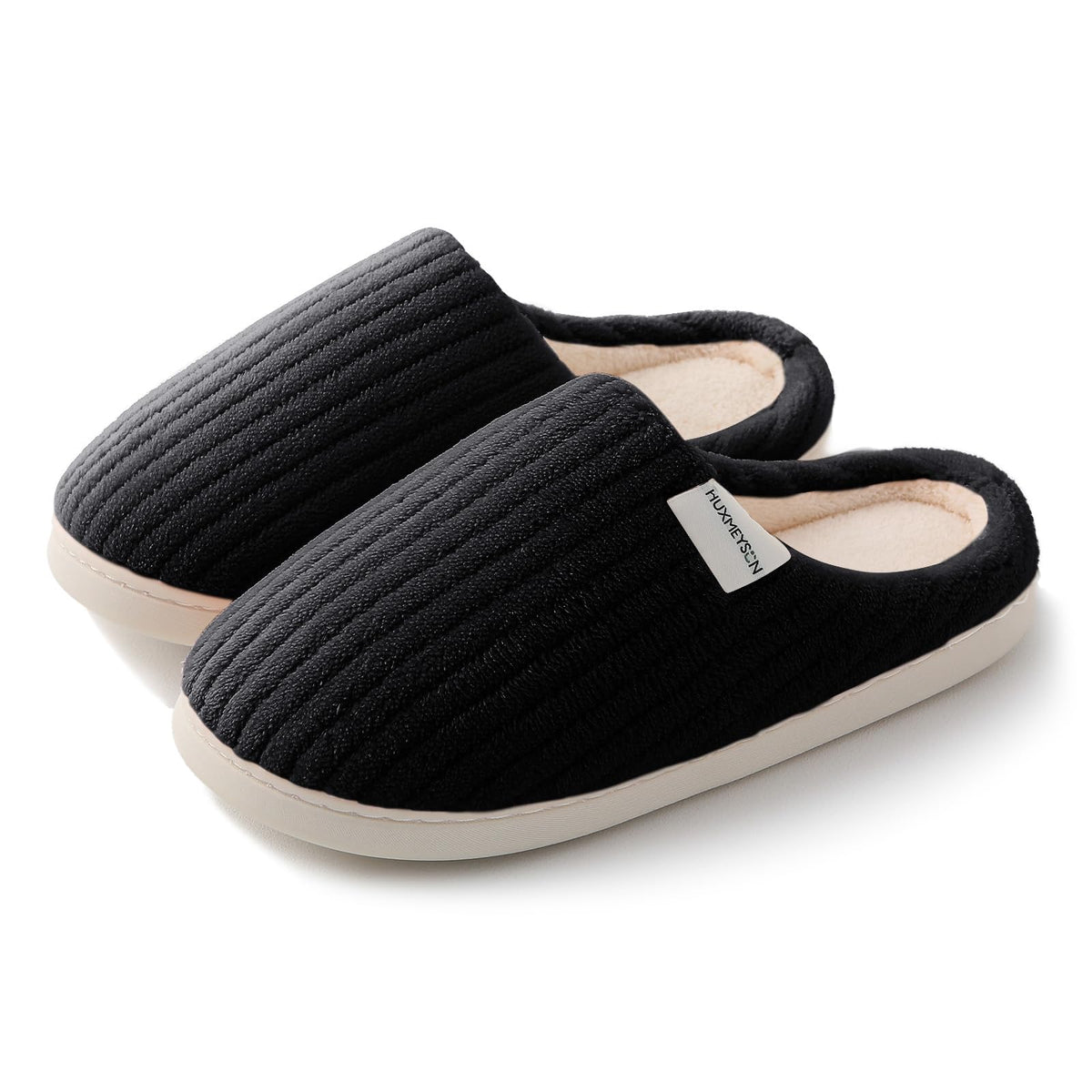 HUXMEYSON Slippers for Women, Warm Memory Foam Comfy House Slippers with Anti-Skid Rubber Sole for Indoor and Outdoor