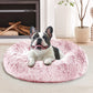 JOLLYVOGUE Small Dog Bed, Calming Dog Beds for Small Dogs & Indoor Cats - 20 Inches Donut Washable Cat Bed for Kittens & Puppies, Round Fluffy Plush Faux Fur Pet Beds(Smoke Grey)