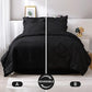 JOLLYVOGUE Comforter Set, Pintuck Black Bed in a Bag Comforter Set for Bedroom, Bedding Comforter Sets with Comforter, Sheets, Bed Skirt, Ruffled Shams & Pillowcases