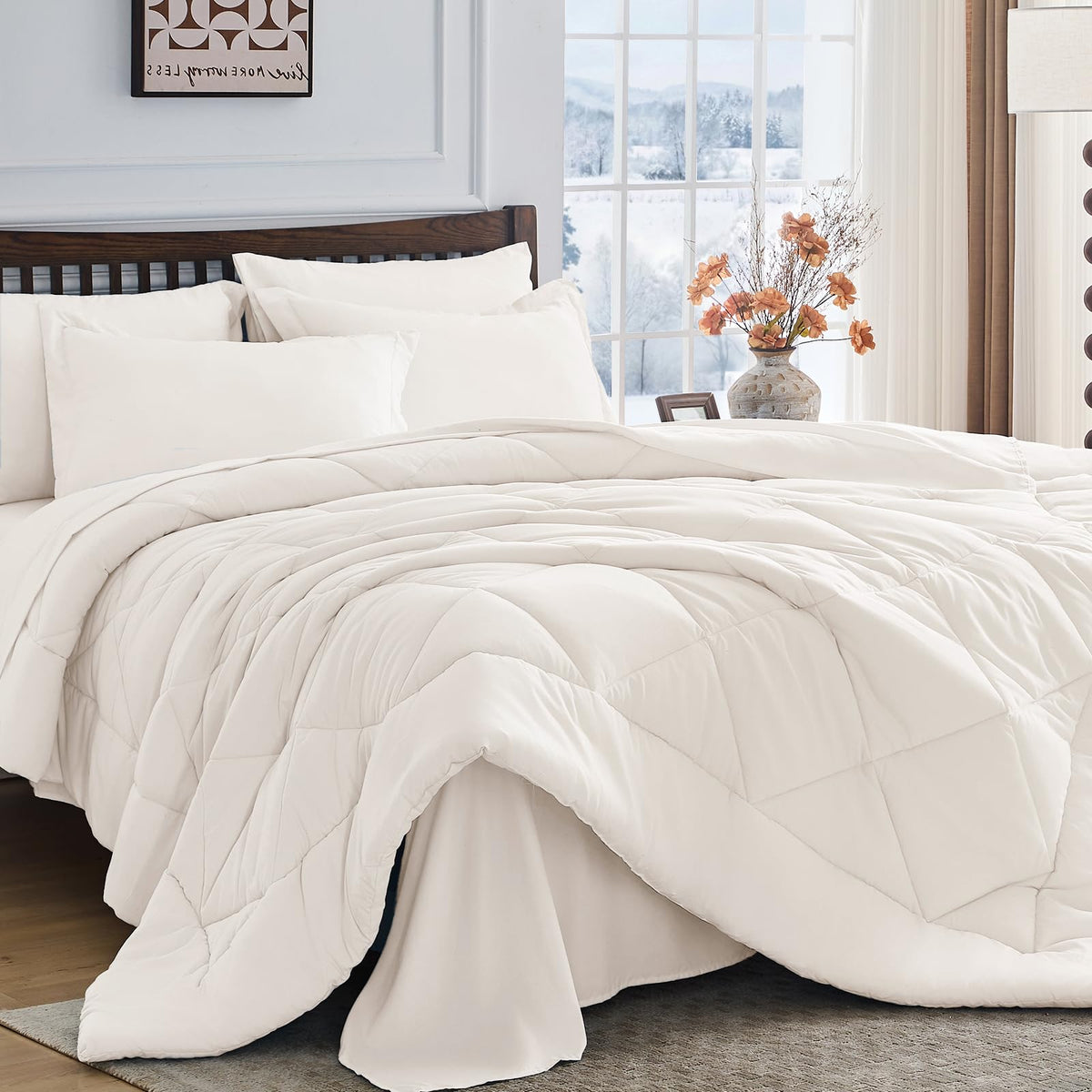 HEVUMYI 7-Piece Queen Comforter Set, Dark Grey Bed in a Bag