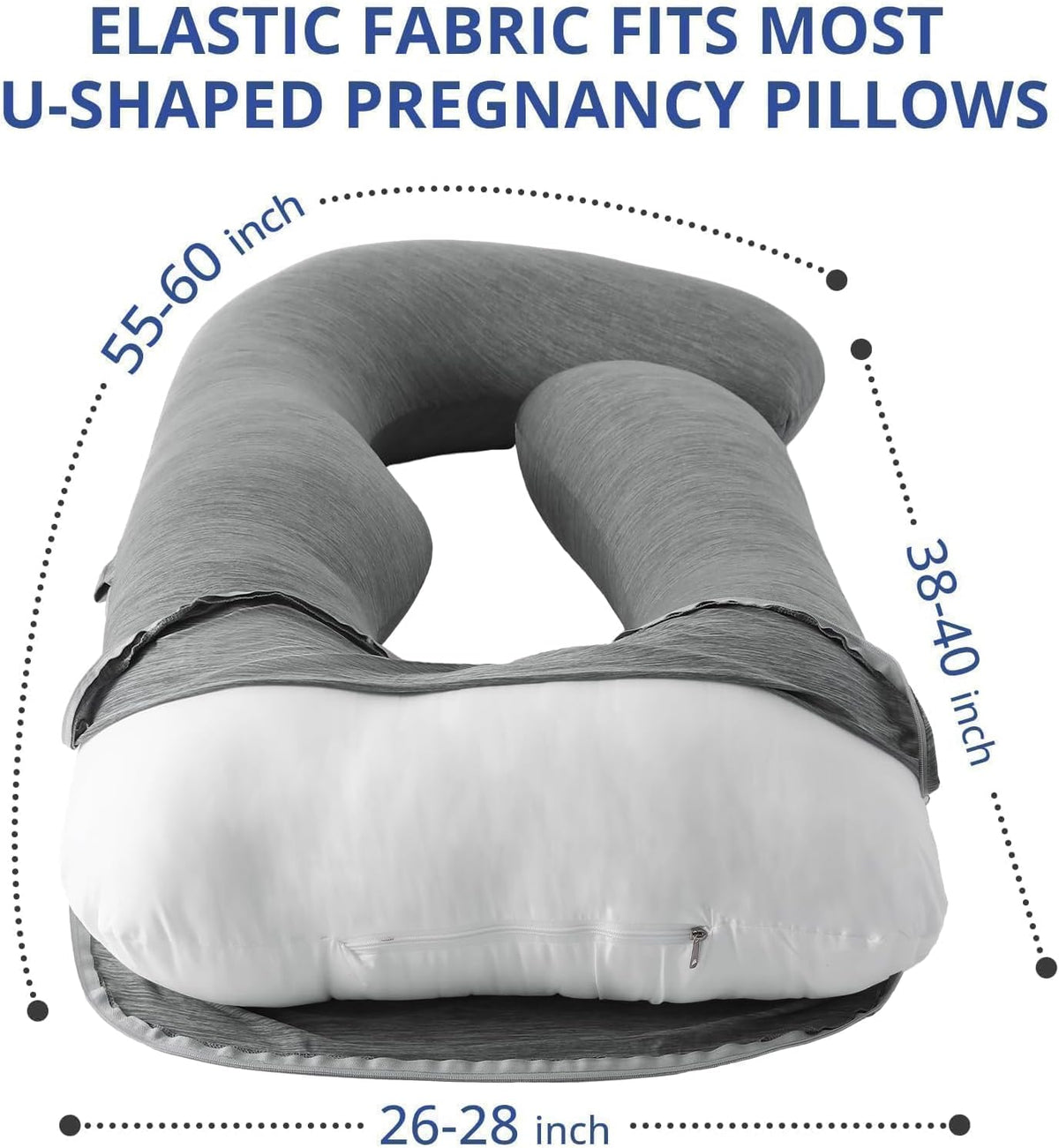 Sasttie Cooling Pregnancy Pillow Cover for 57-inch Maternity Pillow, Gray
