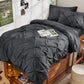 JOLLYVOGUE Twin Comforter Set 5 Pieces - Bed in a Bag Twin for All Season, Pintuck Bedding Comforter Sets with Comforter, Flat Sheet, Fitted Sheet and Pillowcases & Shams, Beige