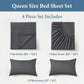 JOLLYVOGUE Queen Size Bed Sheet Set - 4 Piece Bed Sheets Set with Deep Pocket - Soft Breathable & Cooling - Resists Shrinkage & Fading Draps Queen - Easy Care (Dark Grey)