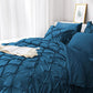 JOLLYVOGUE Comforter Set, Pintuck Teal Bed in a Bag Comforter Set for Bedroom, Bedding Comforter Sets with Comforter, Sheets, Bed Skirt, Ruffled Shams & Pillowcases