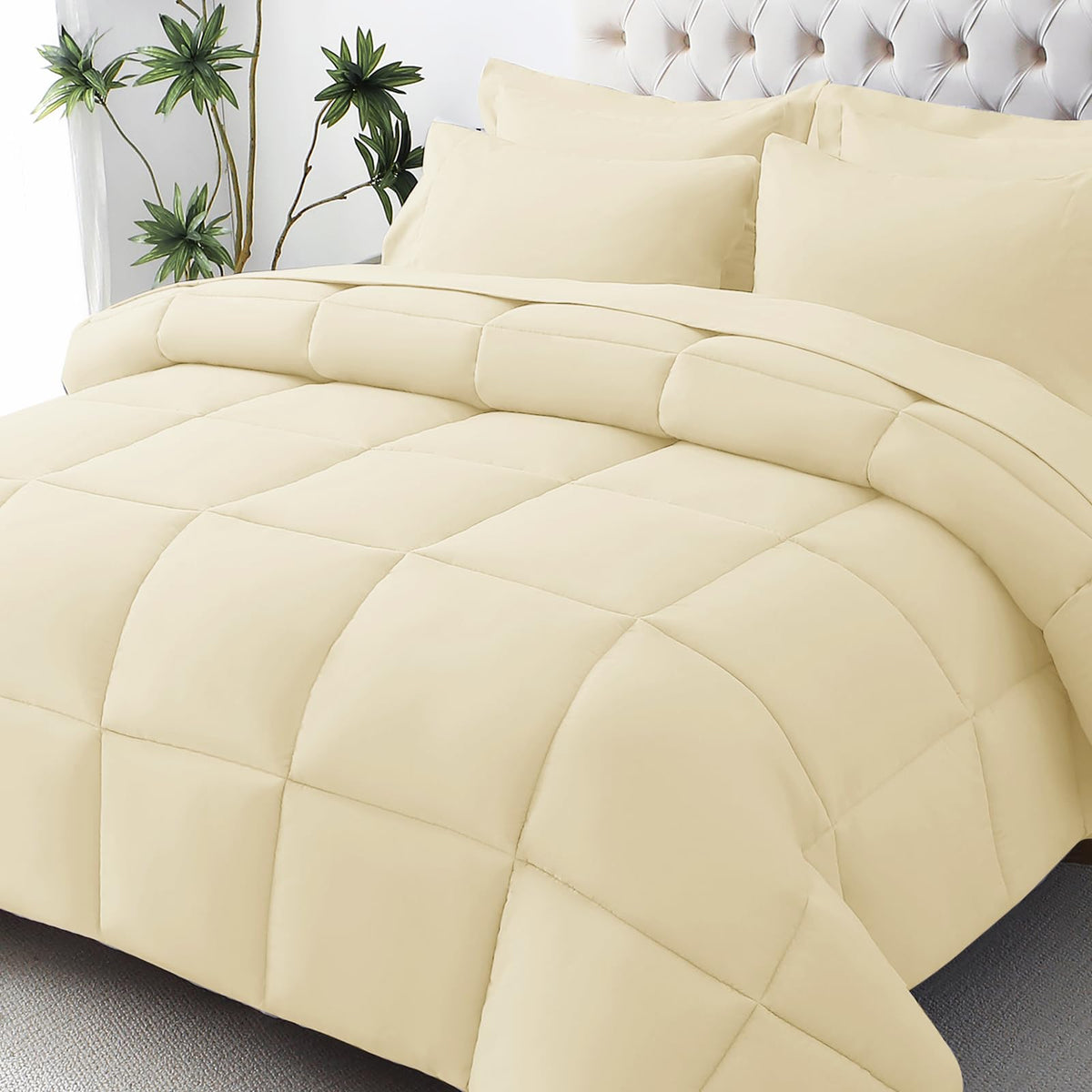 JOLLYVOGUE Twin Comforter Set, Ultra-Soft Bed in a Bag Twin Size 5 Pieces, Oeko-TEX Certified Bedding Set with Down Alternative Comforter, Sheets, Pillowcases & Shams, Dark & Light Grey