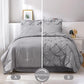 JOLLYVOGUE Gray Bed in a Bag Comforter Set for Bedroom, Pintuck Comforter Sets, Beddding Sets with Comforter, Sheets, Bed Skirt, Ruffled Shams & Pillowcases