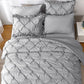 JOLLYVOGUE Gray Bed in a Bag Comforter Set for Bedroom, Pintuck Comforter Sets, Beddding Sets with Comforter, Sheets, Bed Skirt, Ruffled Shams & Pillowcases