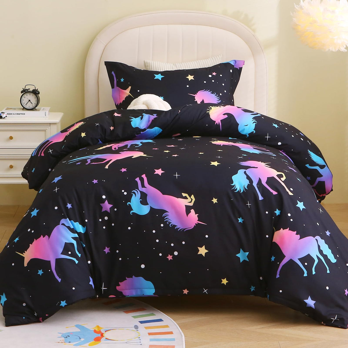 JOLLYVOGUE Kids Duvet Cover Set Twin/Twin XL, Pink Bowknot, 2-Piece